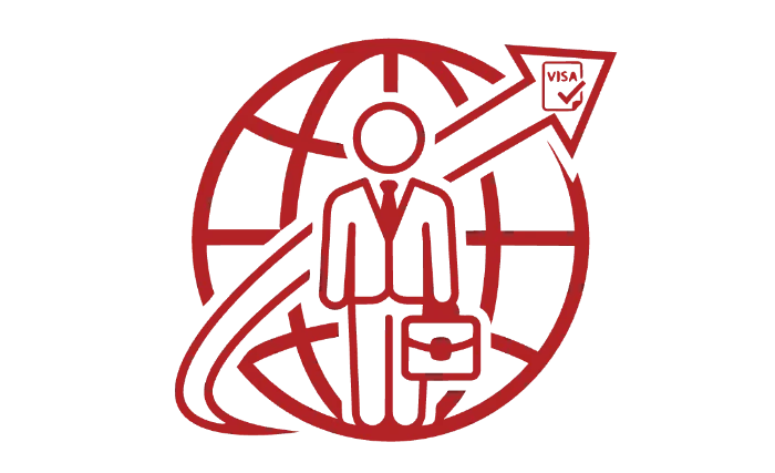 Businessperson with briefcase and globe icon representing business immigration to Canada