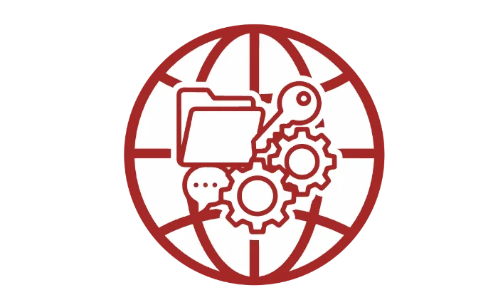 Globe with folder, key and gears icon representing other Canadian immigration services