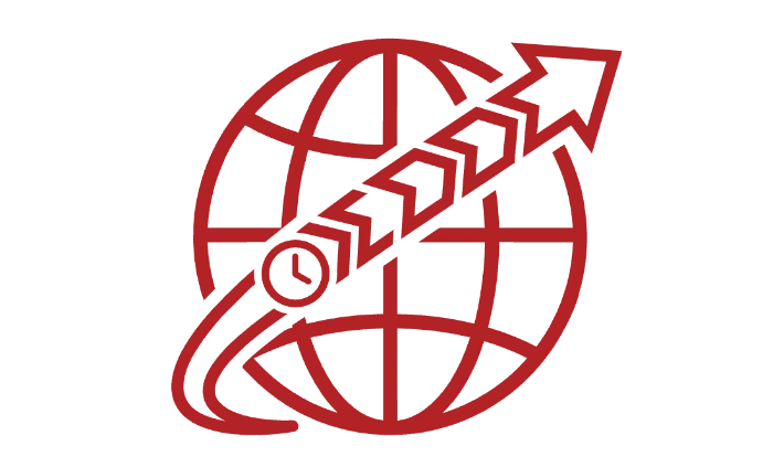Globe with clock and arrow icon representing temporary pathways to Canada