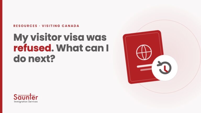 Illustration of a red passport with a try-again arrow: my visitor visa was refused, what can I do next